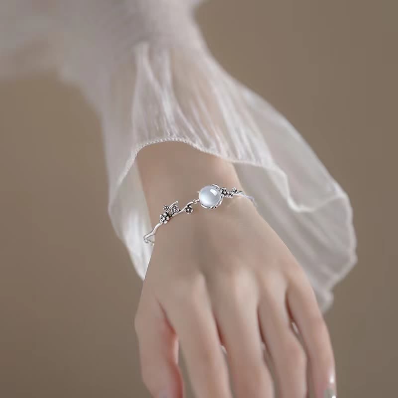 Bracelet d'harmonie positive en calcédoine, taille réglable