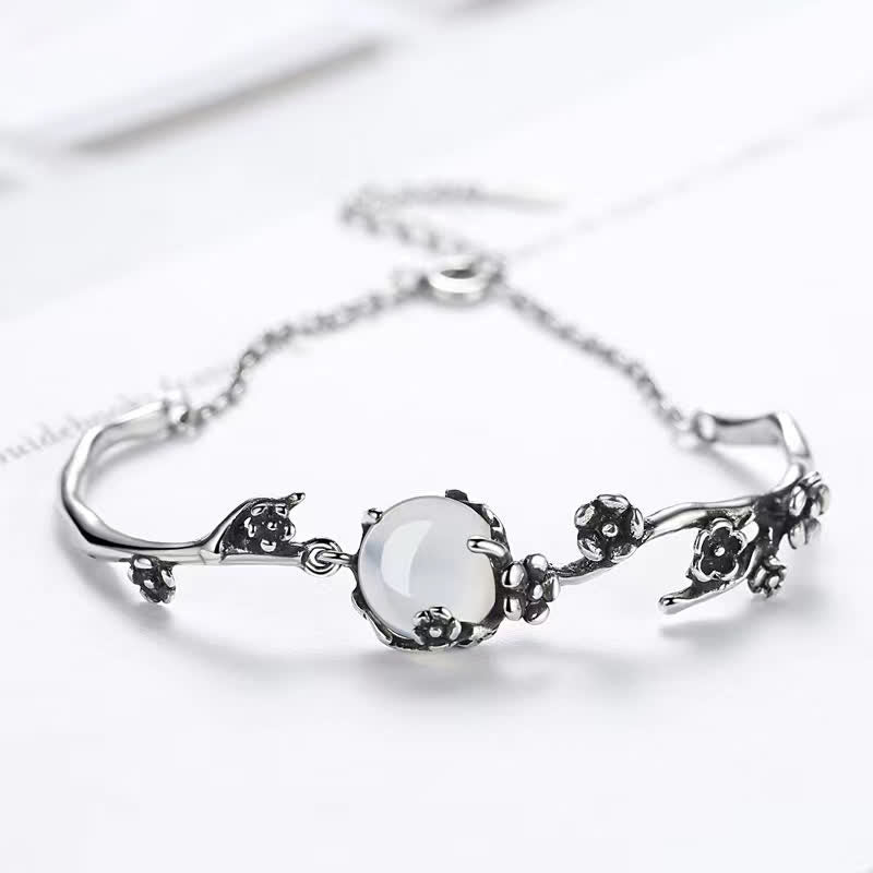 Bracelet d'harmonie positive en calcédoine, taille réglable