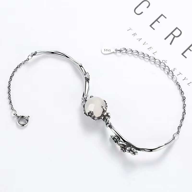 Bracelet d'harmonie positive en calcédoine, taille réglable