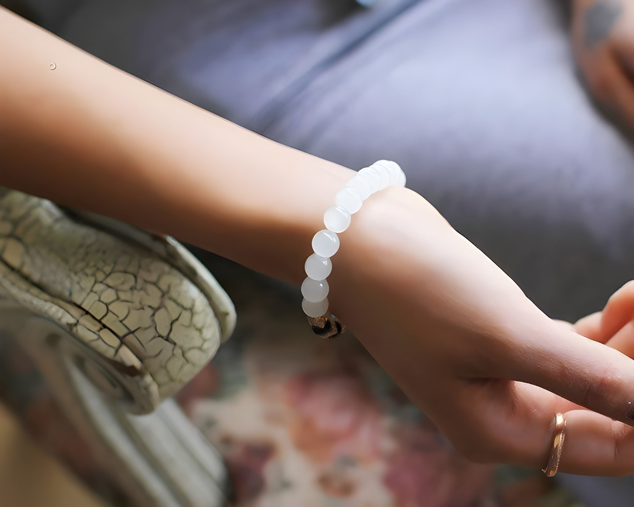 Bracelet en pierre de calcédoine pour le calme et la confiance