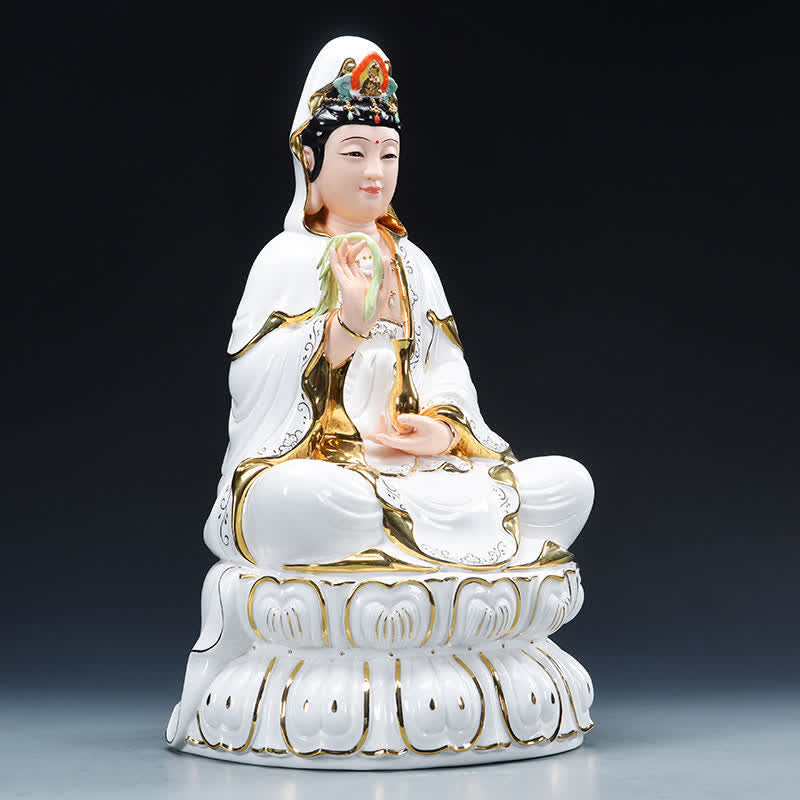 Statue de Bouddha en céramique du Bodhisattva Chenrezig pour le succès 26 cm