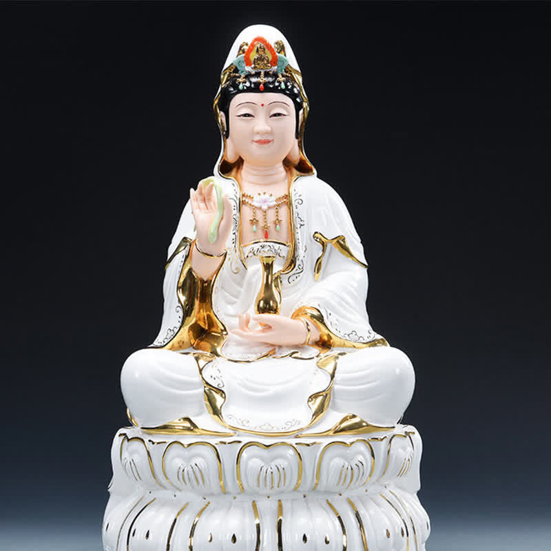 Statue de Bouddha en céramique du Bodhisattva Chenrezig pour le succès 26 cm