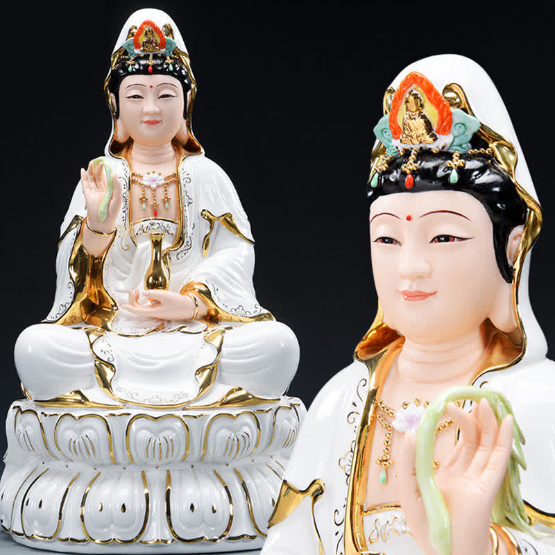 Statue de Bouddha en céramique du Bodhisattva Chenrezig pour le succès 26 cm