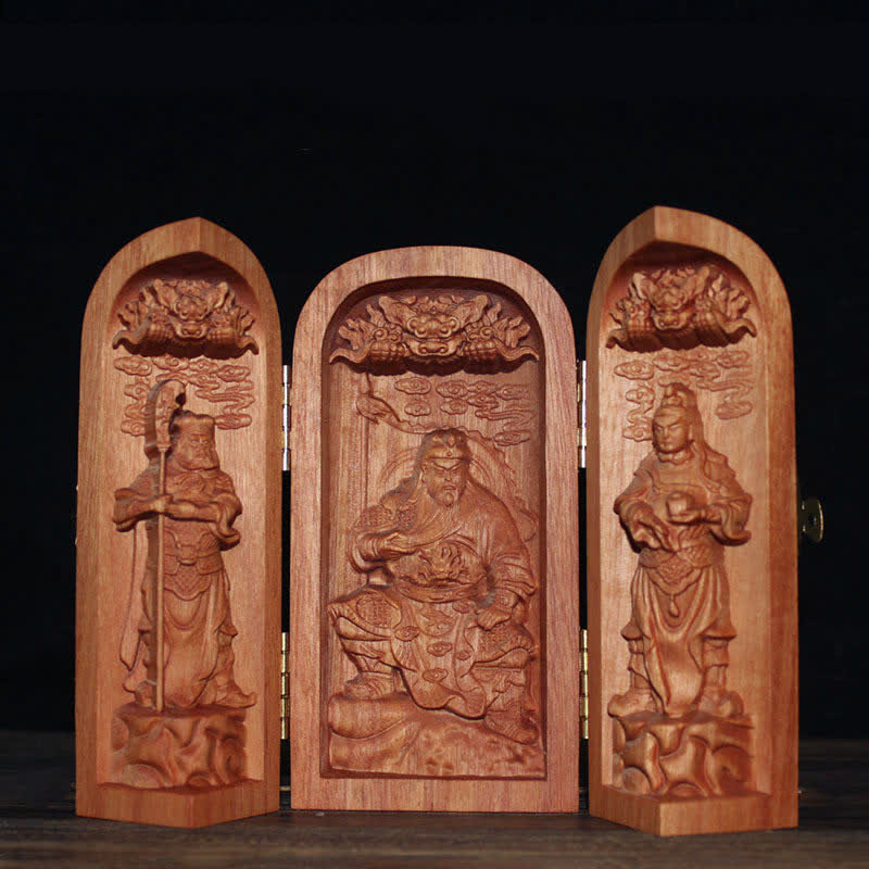 Décoration d'autel de bouddha Avalokitesvara Kwan Yin en bois de cerisier