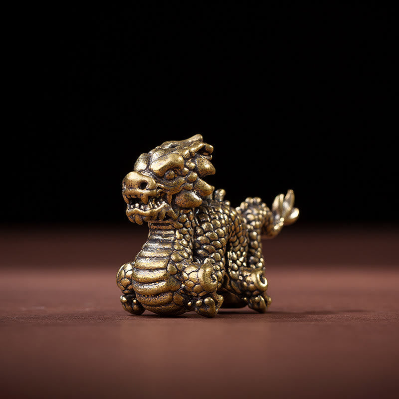 Statue de dragon chinois | Petite figurine de dragon en laiton 6 cm