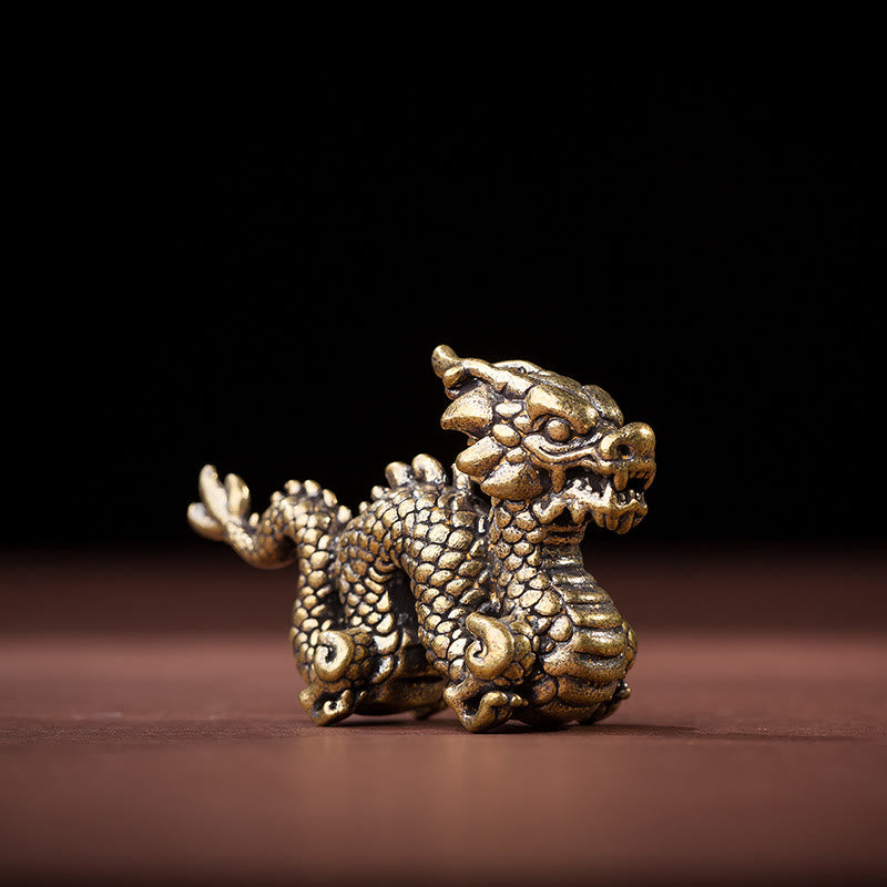 Statue de dragon chinois | Petite figurine de dragon en laiton 6 cm