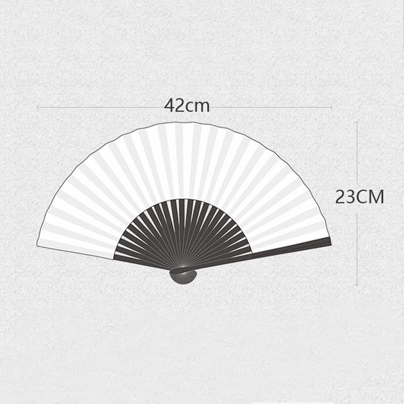 Éventail chinois pliable en soie de mûrier motif libellule 23 cm