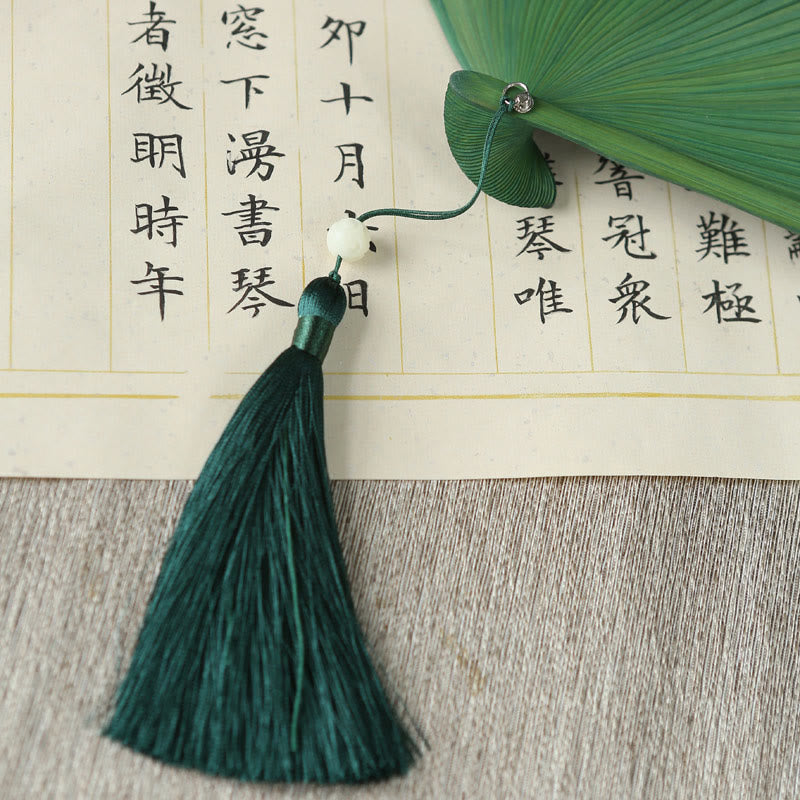 Éventail chinois pliable en soie de mûrier motif libellule 23 cm