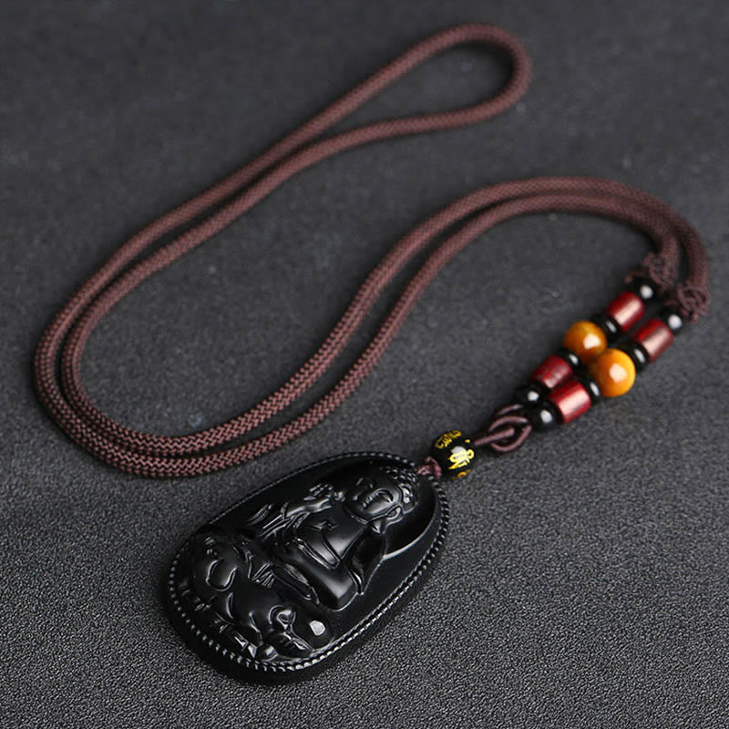 Collier de purification en obsidienne noire du zodiaque chinois