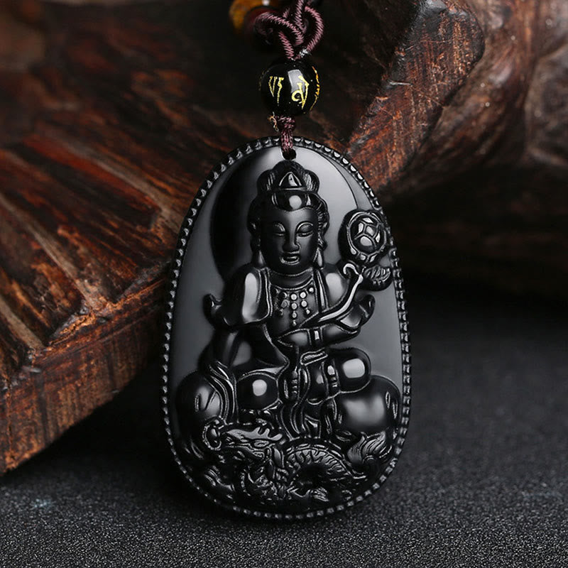 Collier de purification en obsidienne noire du zodiaque chinois
