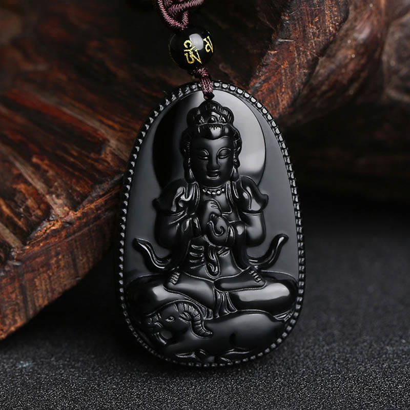 Collier de purification en obsidienne noire du zodiaque chinois