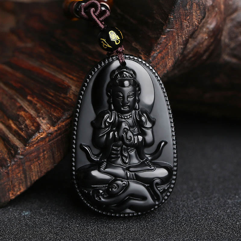 Collier de purification en obsidienne noire du zodiaque chinois