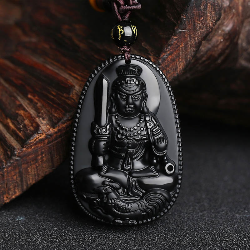 Collier de purification en obsidienne noire du zodiaque chinois