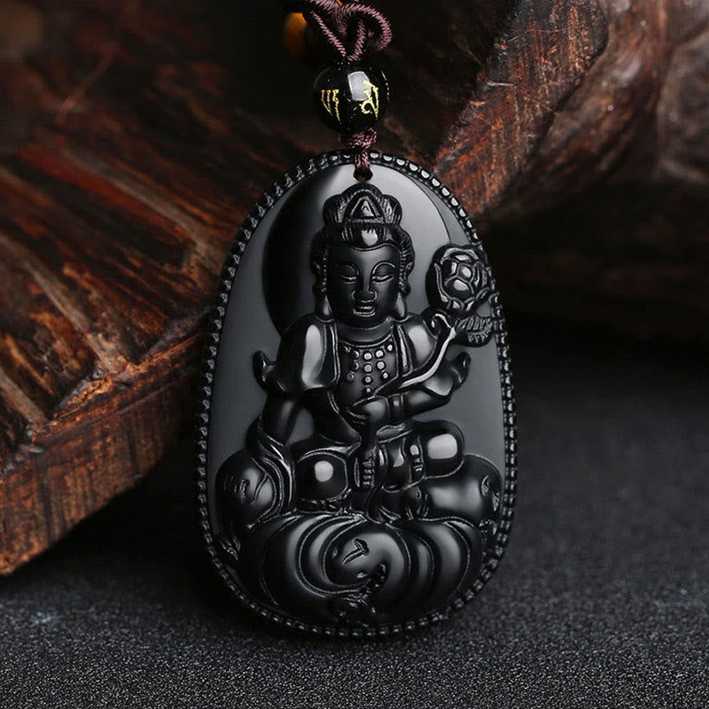 Collier de purification en obsidienne noire du zodiaque chinois