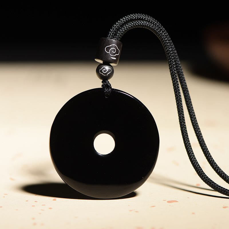 Collier pendentif force en obsidienne noire du zodiaque chinois