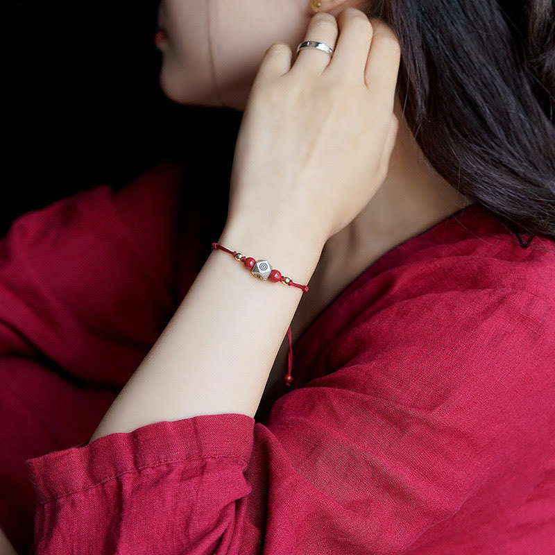 Bracelet du zodiaque chinois en argent sterling avec cinabre et Bouddha du Natal