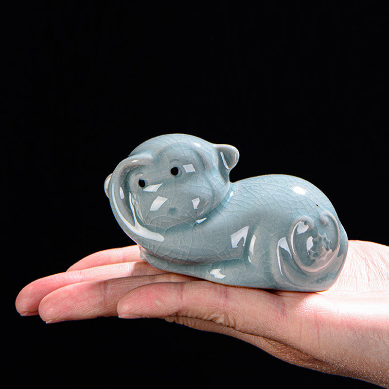 Animal de compagnie en céramique du zodiaque chinois pour la richesse et la prospérité