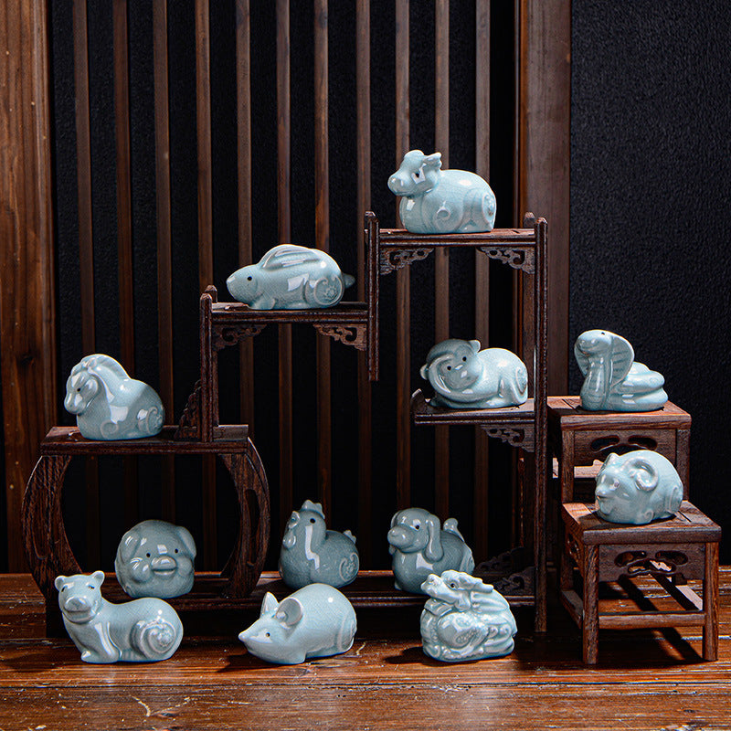 Animal de compagnie en céramique du zodiaque chinois pour la richesse et la prospérité