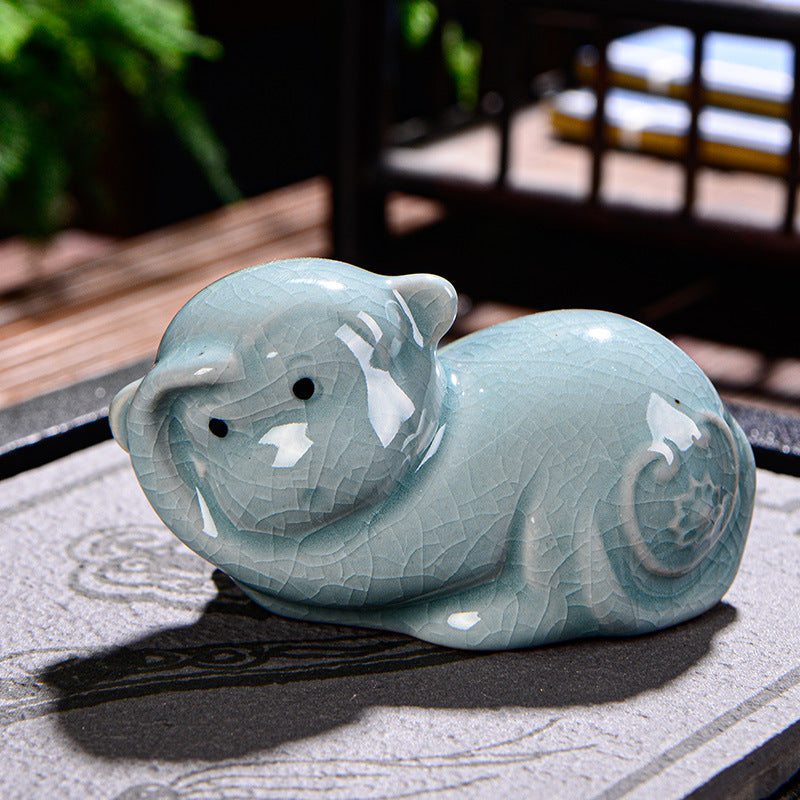 Animal de compagnie en céramique du zodiaque chinois pour la richesse et la prospérité