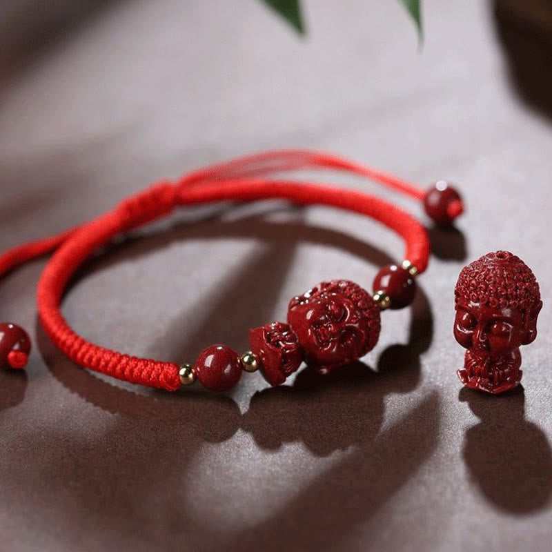 Bracelet de bénédiction en fil de cinabre avec amulette du zodiaque chinois