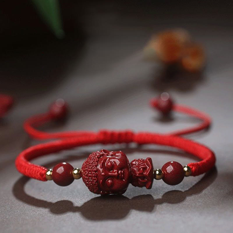 Bracelet de bénédiction en fil de cinabre avec amulette du zodiaque chinois