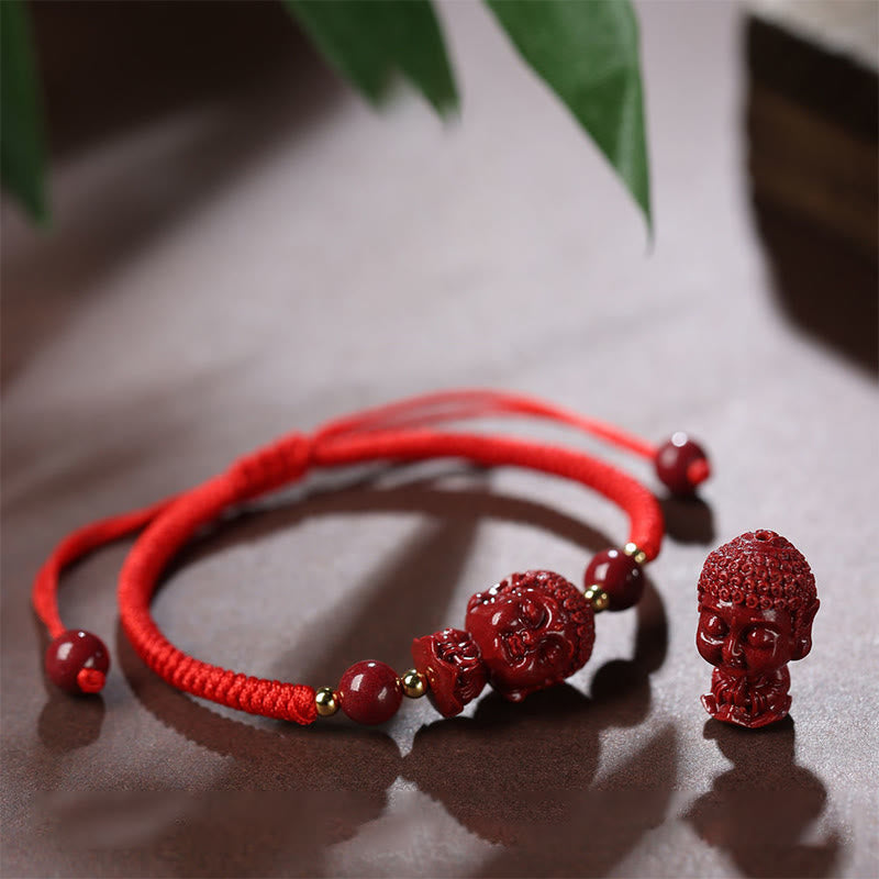 Bracelet de bénédiction en fil de cinabre avec amulette du zodiaque chinois
