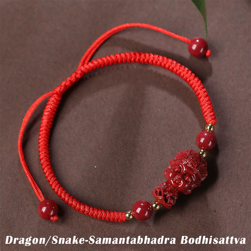 Bracelet de bénédiction en fil de cinabre avec amulette du zodiaque chinois