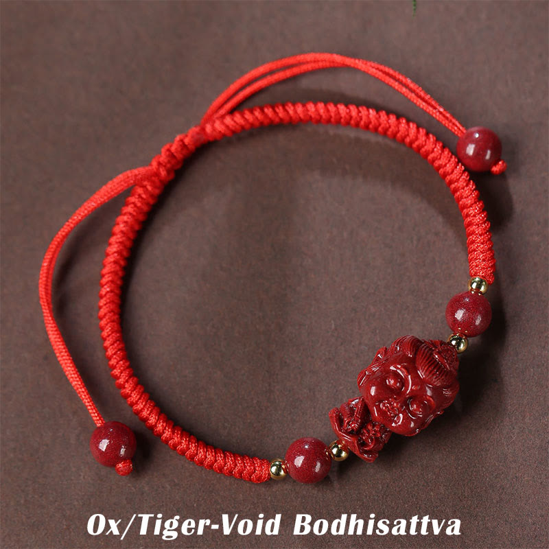 Bracelet de bénédiction en fil de cinabre avec amulette du zodiaque chinois