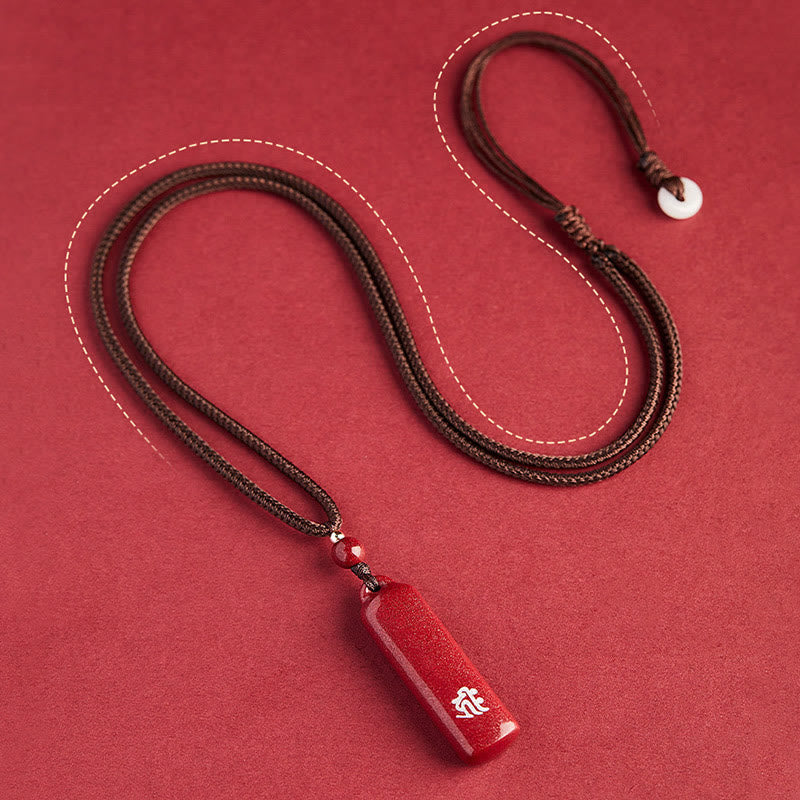 Collier pendentif de protection en cinabre du zodiaque chinois