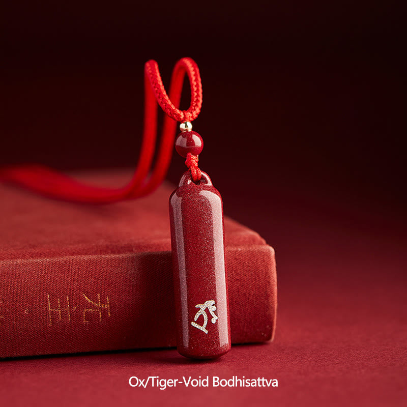 Collier pendentif de protection en cinabre du zodiaque chinois