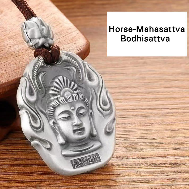 Collier de compassion du zodiaque chinois avec pendentif Om Mani Padme Hum