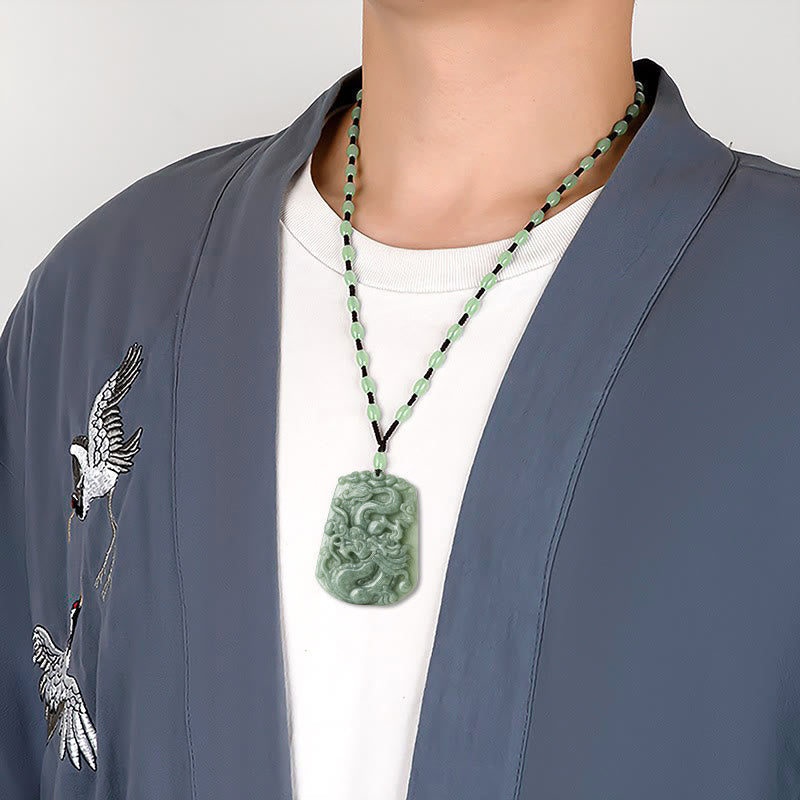 Collier pendentif de protection en jade dragon du zodiaque chinois