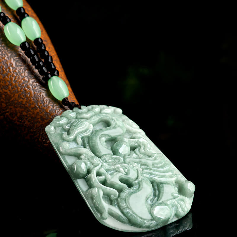 Collier pendentif de protection en jade dragon du zodiaque chinois