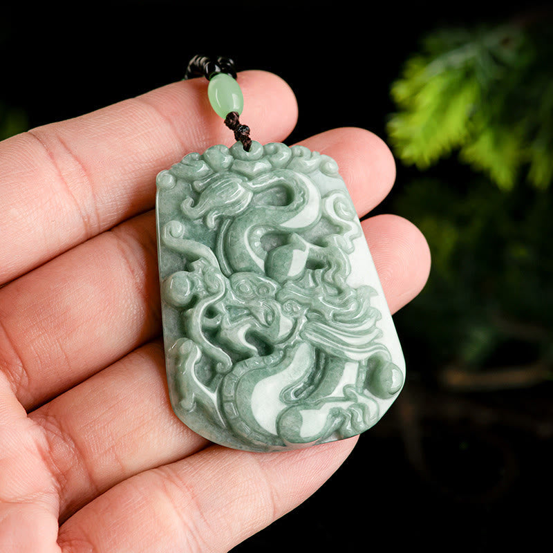 Collier pendentif de protection en jade dragon du zodiaque chinois