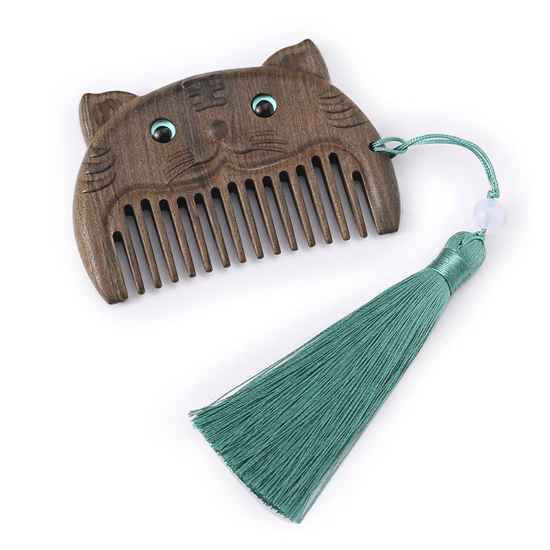Mini peigne de paix en bois de santal vert du zodiaque chinois