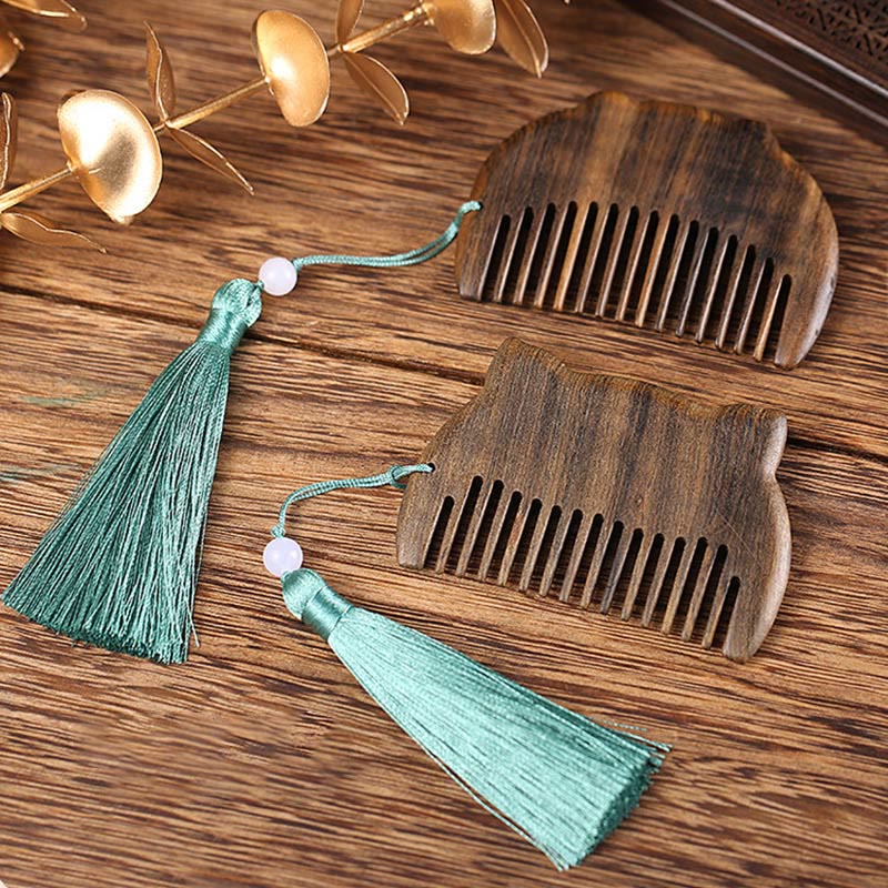 Mini peigne de paix en bois de santal vert du zodiaque chinois