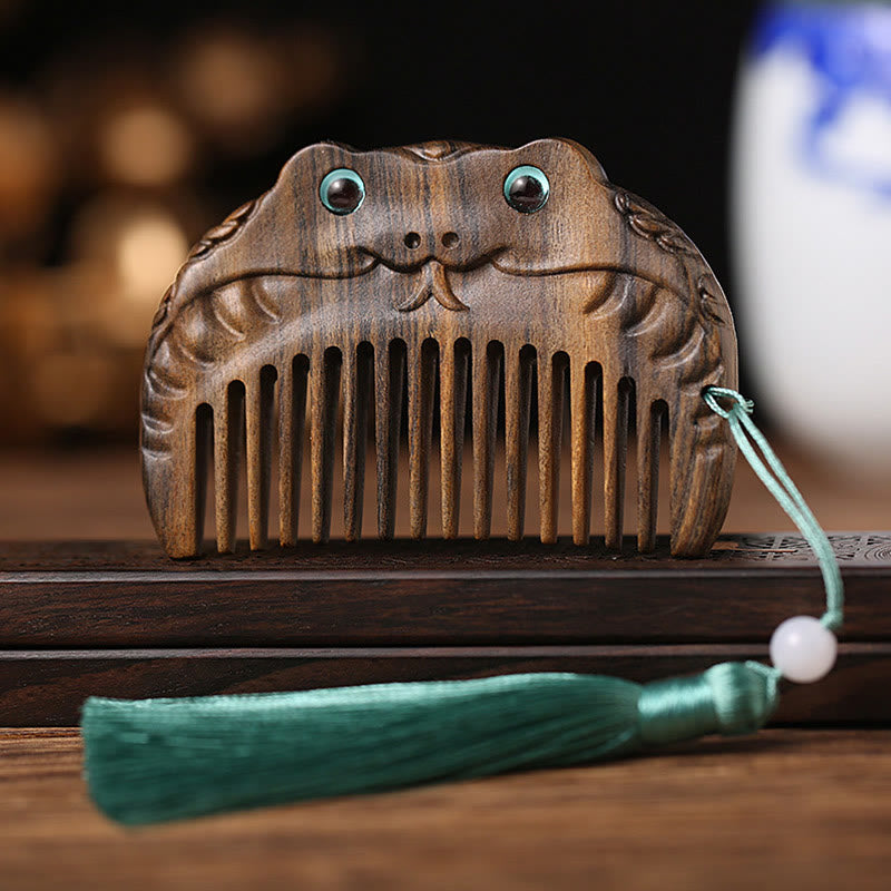 Mini peigne de paix en bois de santal vert du zodiaque chinois