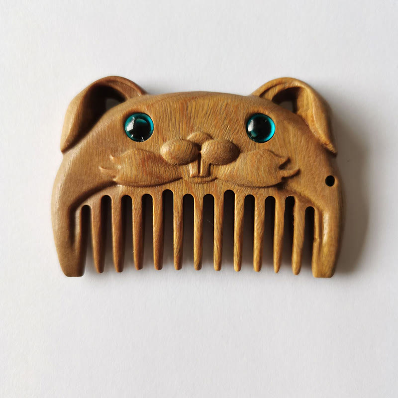 Mini peigne de paix en bois de santal vert du zodiaque chinois