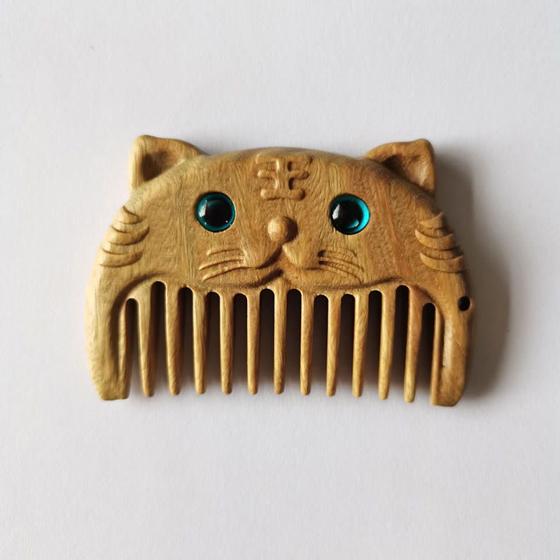 Mini peigne de paix en bois de santal vert du zodiaque chinois