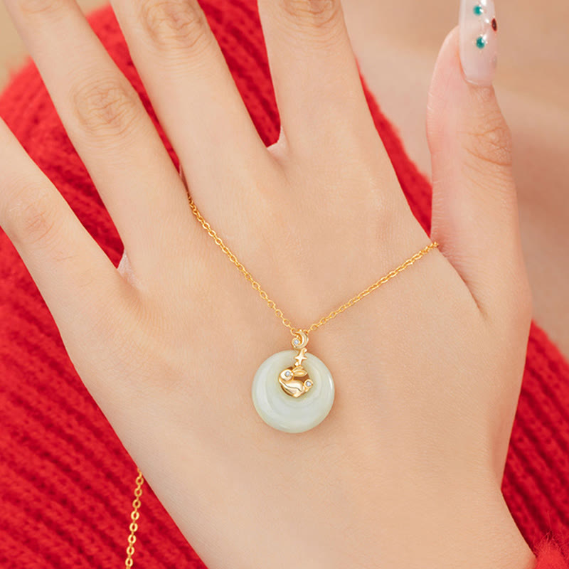 Collier pendentif en jade Hetian du zodiaque chinois
