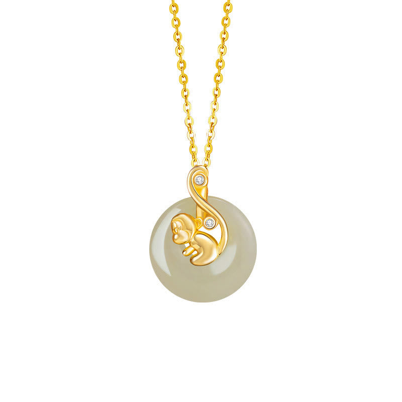 Collier pendentif en jade Hetian du zodiaque chinois