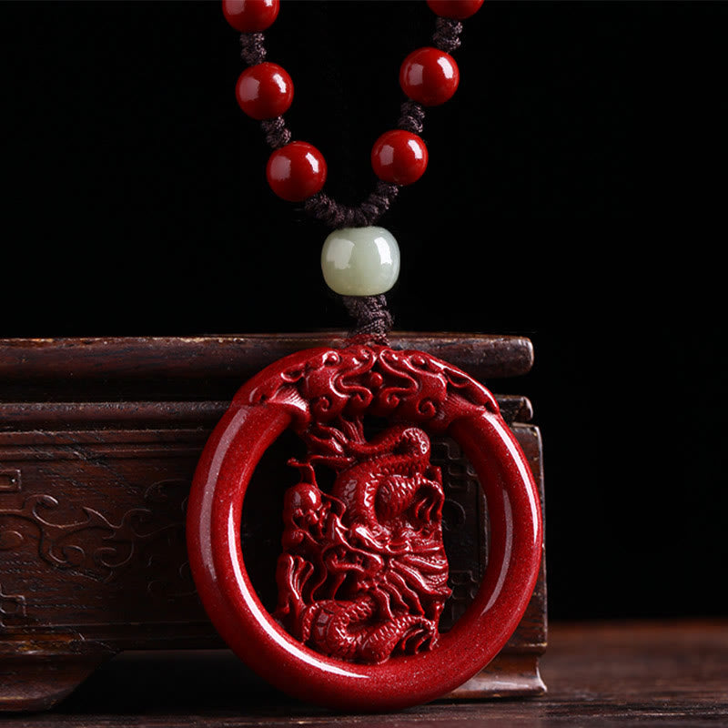 Collier de paix en jade et cinabre Hetian du zodiaque chinois