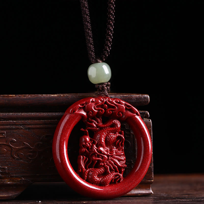 Collier de paix en jade et cinabre Hetian du zodiaque chinois