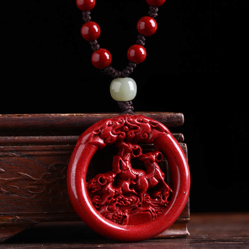 Collier de paix en jade et cinabre Hetian du zodiaque chinois