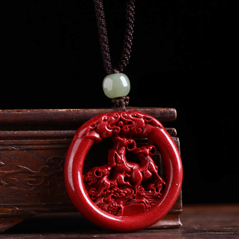 Collier de paix en jade et cinabre Hetian du zodiaque chinois