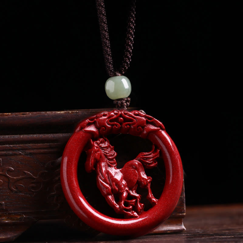 Collier de paix en jade et cinabre Hetian du zodiaque chinois