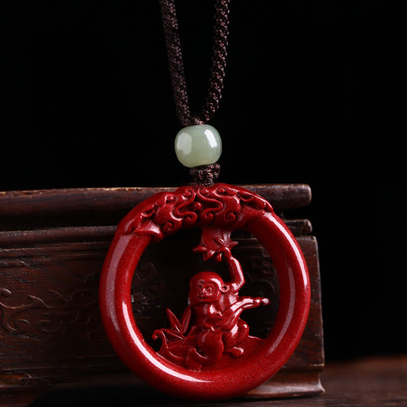 Collier de paix en jade et cinabre Hetian du zodiaque chinois