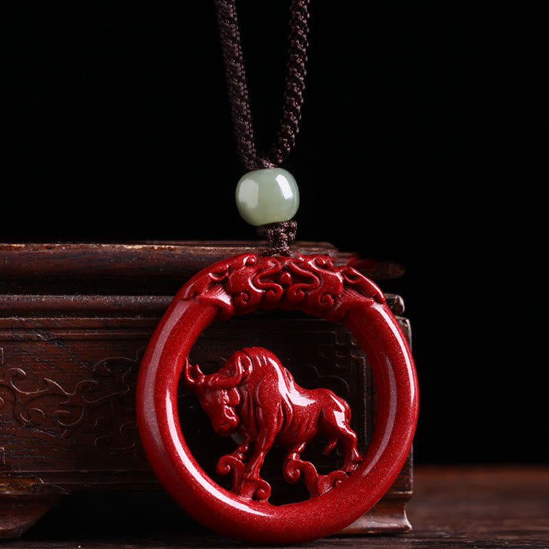Collier de paix en jade et cinabre Hetian du zodiaque chinois