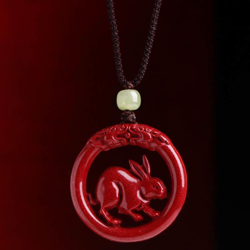 Collier de paix en jade et cinabre Hetian du zodiaque chinois