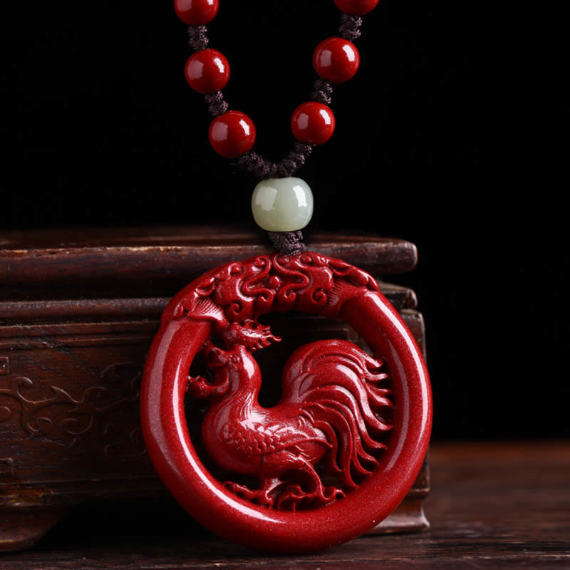 Collier de paix en jade et cinabre Hetian du zodiaque chinois
